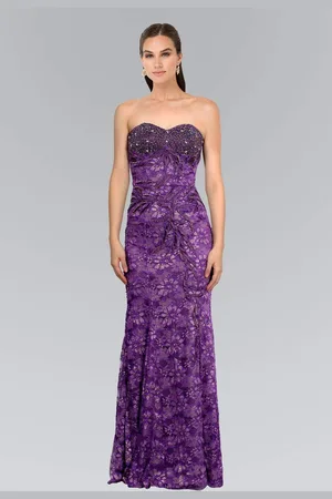Elizabeth K GL1006 Strapless Sweetheart Lace Long Dress