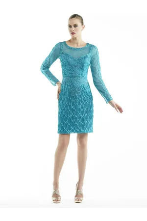 Sue Wong Embroidered Illusion Scoop Neck Dress N5412