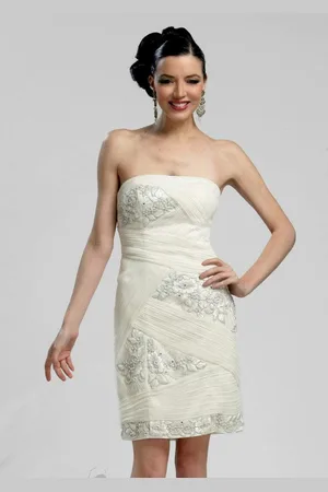 Sue Wong N3206 Strapless Straight Neck Fitted Dress