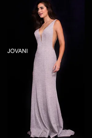 JOVANI 45811 V-Neckline Prom Dress With Nude Cut-Outs