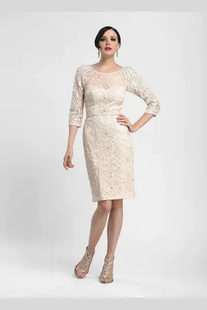 Sue Wong N4118 Bateau Neck Embellished Lace Cocktail Dress