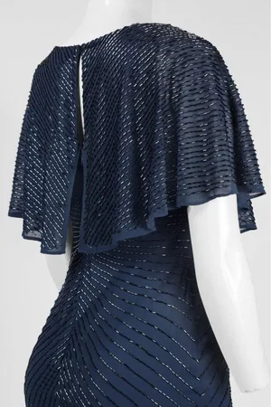 Aidan Mattox 54473370 Cape Sleeve Beaded Chiffon Cocktail Dress