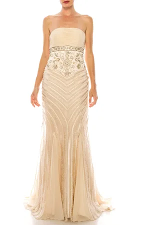 Sue Wong Strapless Ruffle Trim Mermaid Gown N0230