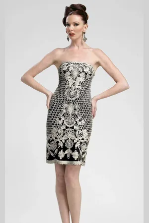 Sue Wong C3307 Strapless Embroidered Cocktail Dress