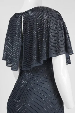 Aidan Mattox 54473370 Cape Sleeve Beaded Chiffon Cocktail Dress