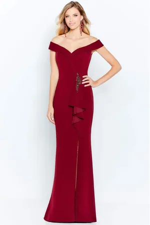 Cameron Blake 120614W Off-Shoulder Column Dress