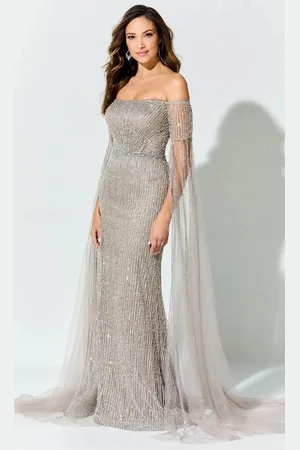 Ivonne D ID917 - Off Shoulder Beaded Mother of the Bride Dress