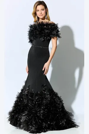 Ivonne D ID909 - Tulle Appliqued Formal Gown