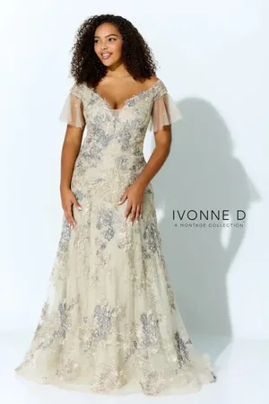 Ivonne D 122D63 - Fine Embroidered A Line Gown