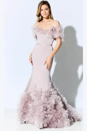 Ivonne D ID909 - Tulle Appliqued Formal Gown