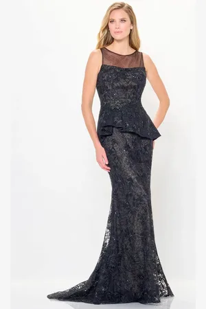 Ivonne D ID6206 - Lace Peplum Evening Gown