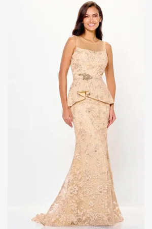 Ivonne D ID6206 - Lace Peplum Evening Gown