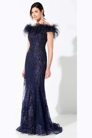 Ivonne D By Mon Cheri - 220D22 Embroidered Off-Shoulder Gown