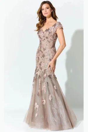 Ivonne D ID919 - Cap Sleeve Lace Mother of the Bride Dress