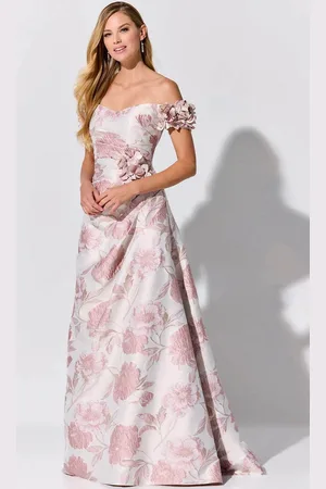 Ivonne D ID325 - Floral Brocade Evening Dress
