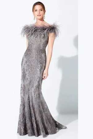 Ivonne D By Mon Cheri - 220D22 Embroidered Off-Shoulder Gown