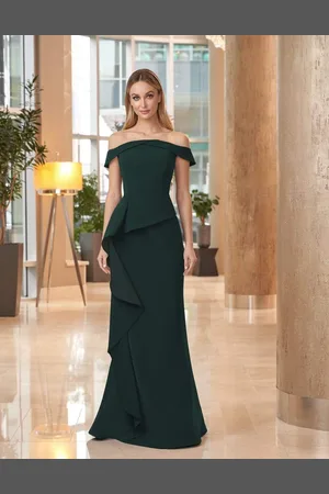 Alexander By Daymor 1060 Off-Shoulder Ruffled Skirt Trumpet Gown