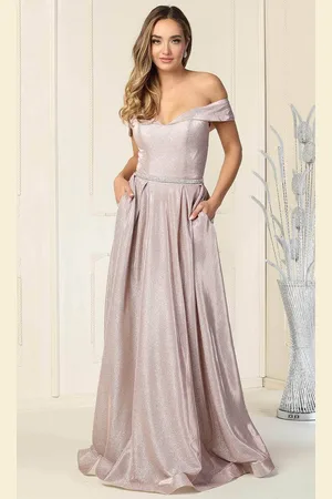 May Queen MQ1876B - Glitter Off Shoulder Prom Dress