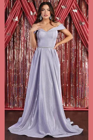 May Queen MQ1876B - Glitter Off Shoulder Prom Dress