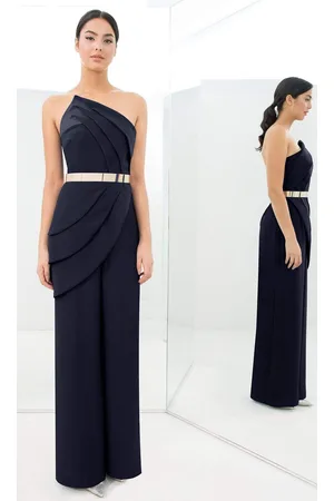 Alexander By Daymor 1382 Strapless Asymmetric Neck Jumpsuit