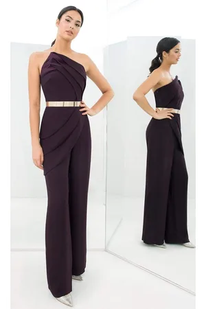 Alexander By Daymor 1382 Strapless Asymmetric Neck Jumpsuit