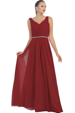 May Queen Jeweled V-Neck Chiffon A-Line Prom Dress