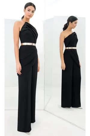 Alexander By Daymor 1382 Strapless Asymmetric Neck Jumpsuit