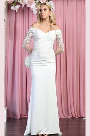 May Queen RQ7910B - Off-shoulder Sweetheart Neck Wedding Gown
