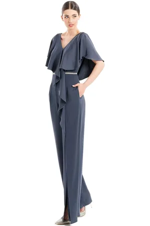 Alexander By Daymor 1669 - Ruffled Short Sleeve Formal Jumpsuit