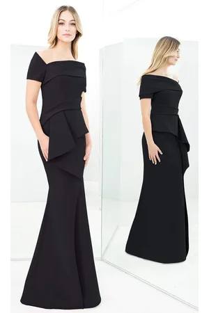 Alexander By Daymor 1361 Asymmetrical Peplum Mermaid Dress