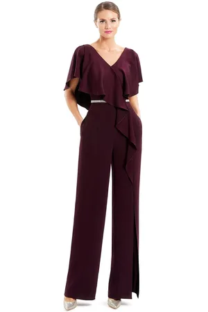 Alexander By Daymor 1669 - Ruffled Short Sleeve Formal Jumpsuit