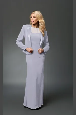 Alexander By Daymor 702105 Classy Sheer Beaded Sheath Dress With Jacket