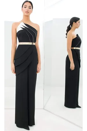 Alexander By Daymor 1382 Strapless Asymmetric Neck Jumpsuit