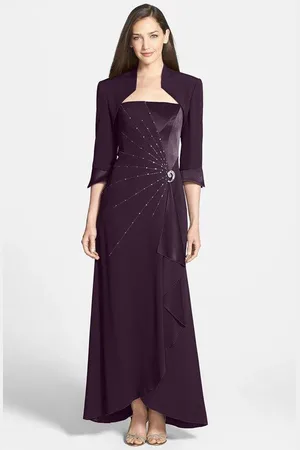 Alexander By Daymor 2006 Brooch Accent Sleeveless Long Gown with Bolero