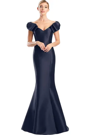 Alexander By Daymor 1773S23 - Bow Appliqued Sleeves Formal Dress