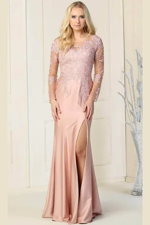 May Queen RQ7913B - Long Sleeve Formal Dress