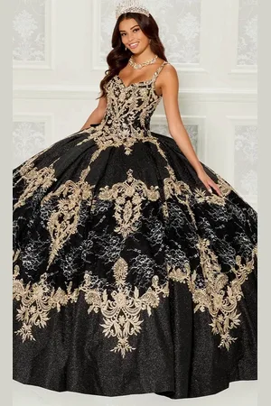 Princesa by Ariana Vara PR30085 - Gold Embroidered Ballgown