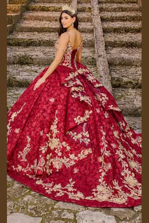 Princesa by Ariana Vara PR30139 - Bolero-Attached Floral Ball Gown