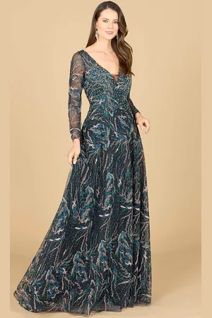 Lara Dresses 29153 - Sheer Long Sleeve Embroidered Ballgown