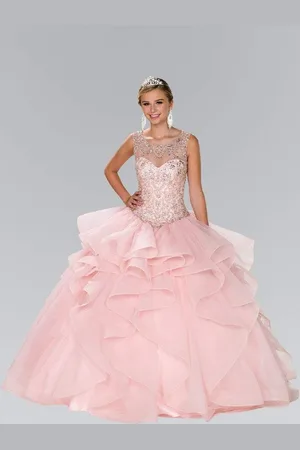 Elizabeth K GL2378 Beaded Illusion Sweetheart Ballgown with Bolero