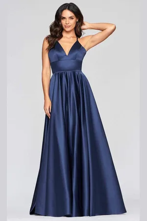 FAVIANA S10252 Sleeveless V-neck Satin Ballgown