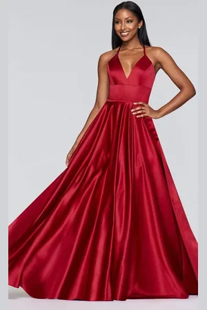 FAVIANA S10252 Sleeveless V-neck Satin Ballgown