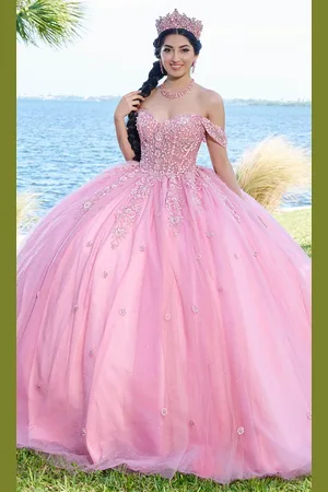 Fiesta Gowns 56490 - 3D Beaded Off-Shoulder Ballgown