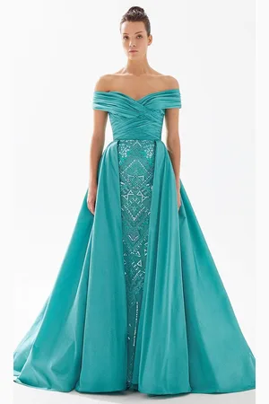 TARIK EDIZ 98333 - Beaded Off-Shoulder Evening Gown