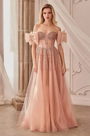 Andrea and Leo A1338 - Bow Sleeve Embellished Gown