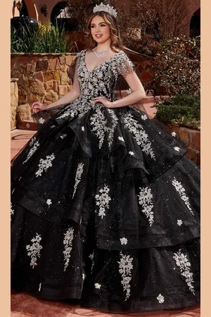 Rachel Allan RQ2173 - Floral Lace Tiered Ballgown