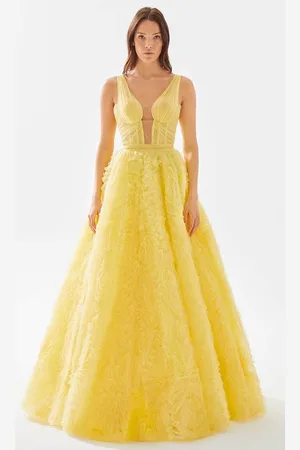 TARIK EDIZ 52089 - Soft Tulle Ruffled Ball Gown