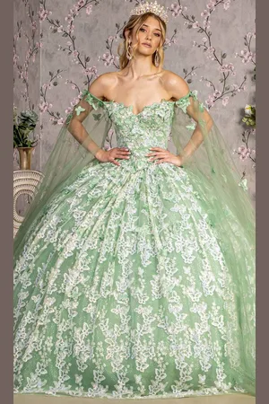 GLS by Gloria GL3451 - Off-Shoulder Sequin Ballgown