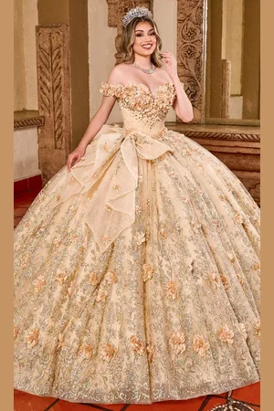 Rachel Allan Bridal RQ1141 - Floral Appliqued Off Shoulder Ballgown
