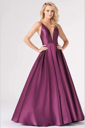 Colette for Mon Cheri CL19827 Illusion V-Neck Junior Prom Mikado Gown